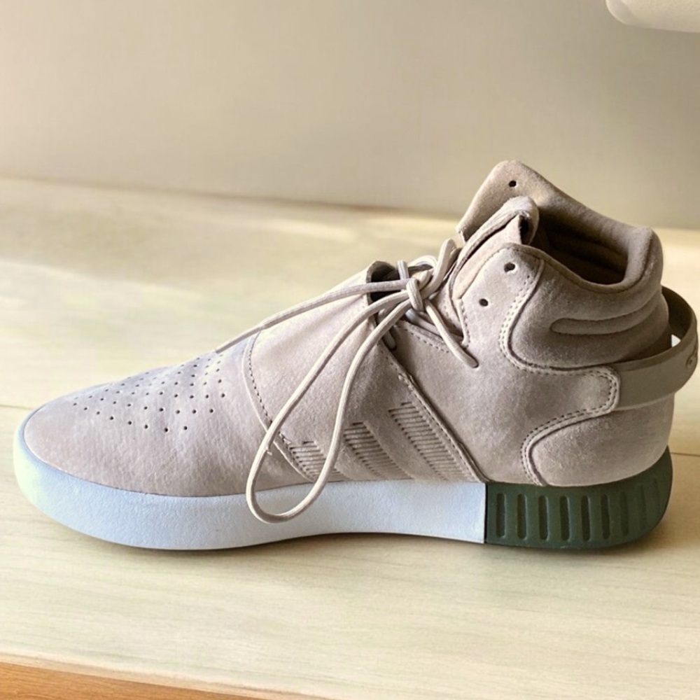 ADIDAS TUBULAR INVADER STRAP SNEAKER Neutral Color High Top Size 8  Like New - Picture 10 of 13